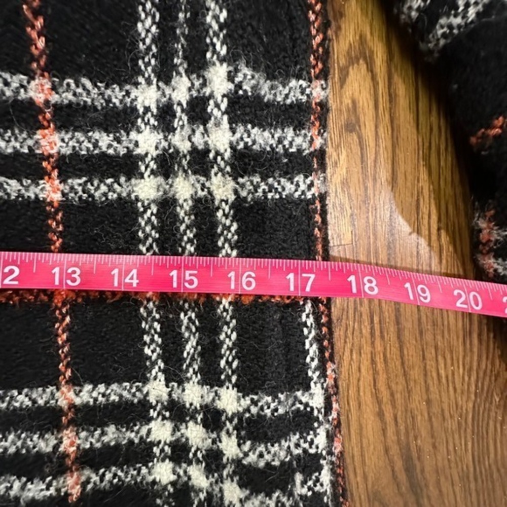 Scotch Soda Plaid Coat Women's Size S Black Orange White Wool Blend Jacket - Picture 6 of 14